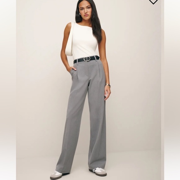 Reformation Alex Mid Rise Pant In Grey Twill, SZ 8, NWT - Picture 7 of 16